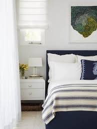 Navy Blue Upholstered Bed With Blue