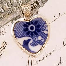 heart english spode blue italian necklace