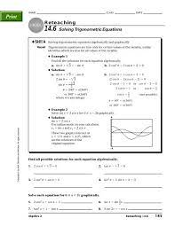 Reteaching 14 6 Solving Trigonometric