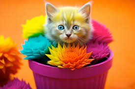 rainbow kitten cat royalty free hd