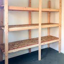 diy storage shelves with 2x4s and
