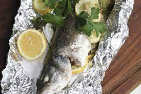 whole fish baked in a foil parcel