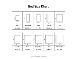 Bed Size Chart Free Printable Paper