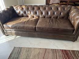 pottery barn chesterfield leather sofa