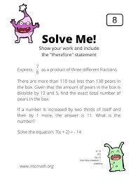 Grade 8 Math Problem Solving Worksheet