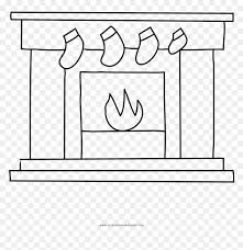 It features a decorated fireplace waiting for santa's arrival! Christmas Fireplace Coloring Page Line Art Hd Png Download Vhv