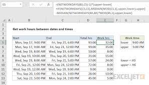 get work hours between dates and times