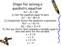 Solve Quadratic Equations Standards