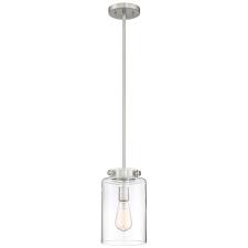 2020 popular 1 trends in lights & lighting, consumer electronics, home improvement, security & protection with ceiling light smart home and 1. Home Decorators Collection Mullins 1 Light Brushed Nickel Mini Pendant With Clear Glass Shade 27228 The Home Depot