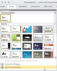 Saving Themes In Word Excel And Powerpoint 2010 For Windows