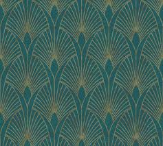 Non Woven Wallpaper Art Deco Turquoise