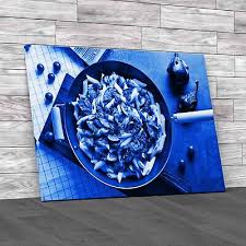 Italian Kitchen Pasta Blue Canvas Print