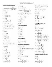 Equation Sheet Physics