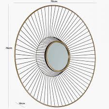 Gold Metal Wall Art With A Round Mirror