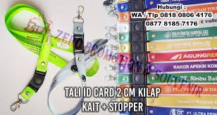 Ukuran id card ini biasanya sering kali digunakan untuk proses pembuatan id card pada industri perbankan. Tali Id Card 2 Cm Kilap Kait Stopper Barang Promosi Mug Promosi Payung Promosi Pulpen Promosi Jam Promosi Topi Promosi Tali Nametag