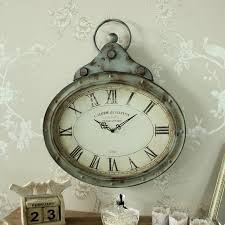 Large Grey Antique Style Metal Wall Clock