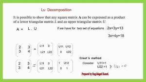 lu decomposition for a 2x2 matrix