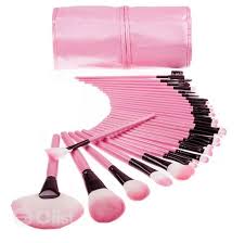 24 piece makeup brush kit pink vegan
