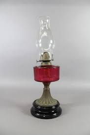 Red Glass Kerosene Lamp Antique