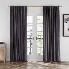 storm grey cotton velvet window curtain