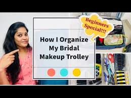 how i organize my bridal makeup trolley