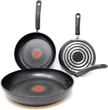 Be prepared for almost any culinary adventure with t fal professional nonstick cookware. Amazon Com T Fal C547s3ct Durable Titanium Nonstick Thermo Spot Heat Indicator Fry Pan Cookware Set 3 Piece 8 20 3cm 9 75 24 8cm And 11 25 28 6cm Fry Pan Set Black Kitchen Dining