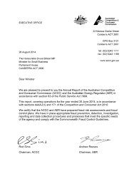Accc And Aer Annual Report 2013 14 Letter Of Transmittal