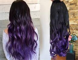 After your hair has dried, apply the purple hair color to your bleached sections of hair with the help of your tinted brush. Amazon Com 3 4 Full Head Clip In Hair Extensions Ombre One Piece 2 Tones Wavy Curly Dl Natural Black To Purple Beauty