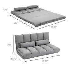 51 25 Grey Suede Double Floor Sofa Bed