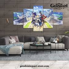 5 Pieces Genshin Impact Team Canvas