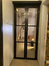 Hinged Pine Wood Glass Door For Office