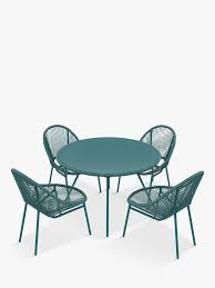 From small bistro sets to garden tables large enough to fit a small army, it's easy to incorporate a outdoor table and chair set into your backyard. John Lewis Partners Salsa 4 Seat Round Garden Table Chairs Set At John Lewis Partners