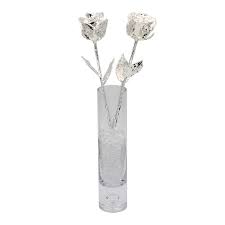 25th anniversary gift silver roses in