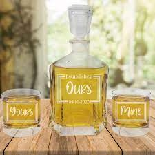 Yours Mine Ours Decanter Glass Set