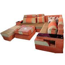 cotton 5 seater l shape sofa set with