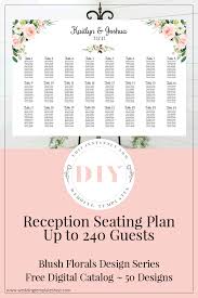 Wedding Seating Chart Poster Landscape 36x24 Blush Florals