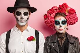 dead y couple celebrate halloween