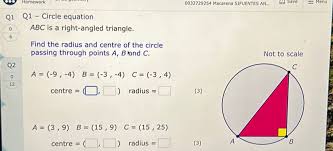 Solved Q1 Q1 Circle Equation A B C