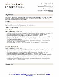 holistic nutritionist resume sles