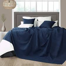cotton throw for king size bed navy
