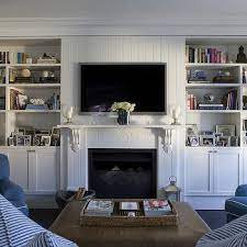 Beadboard Backed Fireplace Built Ins