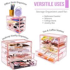 sorbus makeup jewelry storage case display 4 drawers pink