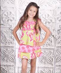 Blue Sugar Boutique Childrens Boutique Clothing Jelly The Pug Pink Yellow Paisley Tiered Dress