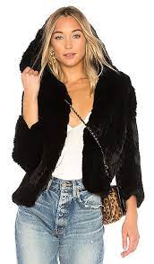 Rachel Zoe Rose Fur Jacket In Black