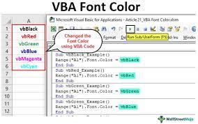 change font color using vba color