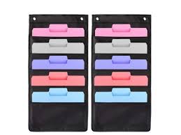 5 Pocket Hanging File Folder Organizer Cascading Wall Organizer With 2 Hangers Ideal For Home Organization School Pocket Chart Business Folders And