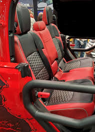 Red Tek Hex Leather Seat Covers