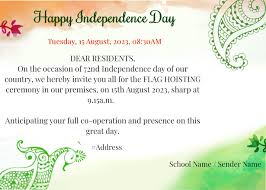 independence day hindi invitation card