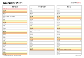 Ergänzen sie ihren monatskalender um feriendichte, kalenderwochen und mondphasen. Kalender 2021 Zum Ausdrucken Als Pdf 19 Vorlagen Kostenlos