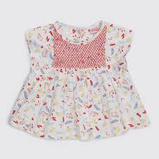 Babys Ditsy Floral Printed Smocked Blouse